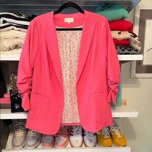 Skies Are Blue Hot Pink Open-Front Blazer Jacket